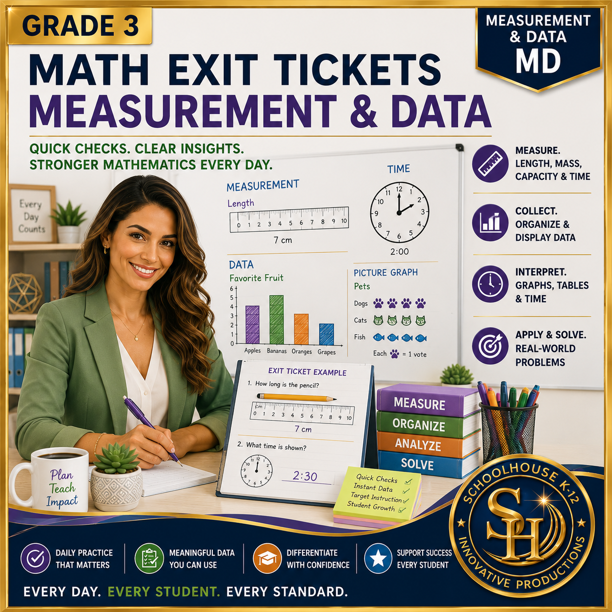 3rd Grade Measurement & Data Math Exit Tickets cover